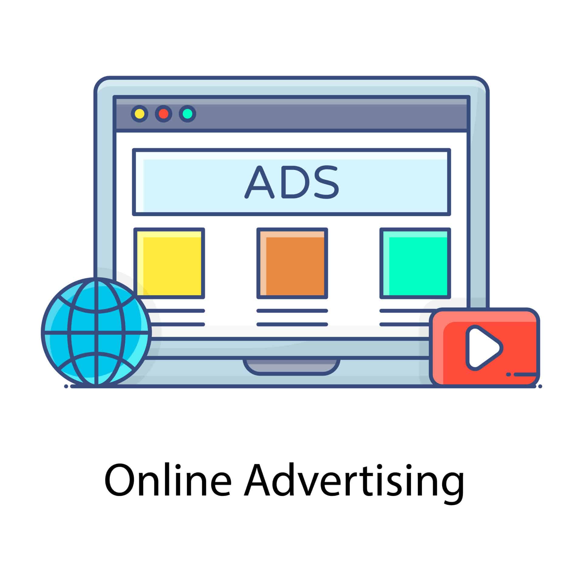 online advertising icon in flat outline style vector